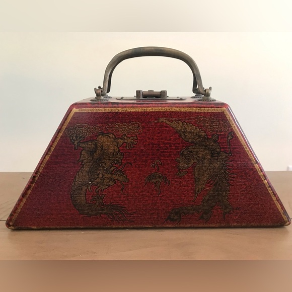 Asian Inspired Hard Sided Designer Purse - Picture 1 of 9